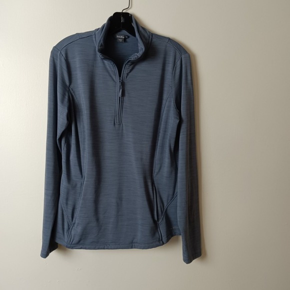 Eddie Bauer Womens Blue Gray Kangaroo Pocket QTR Zip Pullover - Large - Picture 3 of 16